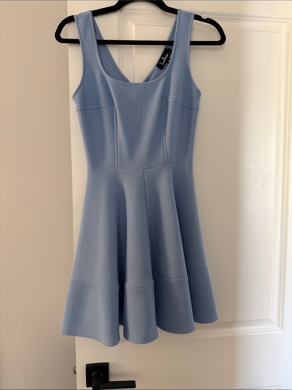 Lulu's Pale Blue Textured Fit & Flare Mini Dress